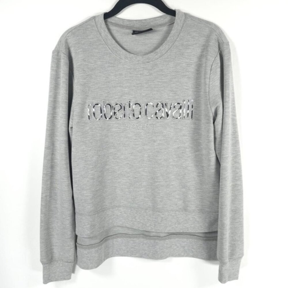 Roberto Cavalli Sport Crew Neck Pullover Sweater‎ Asymmetrical High Low SMALL